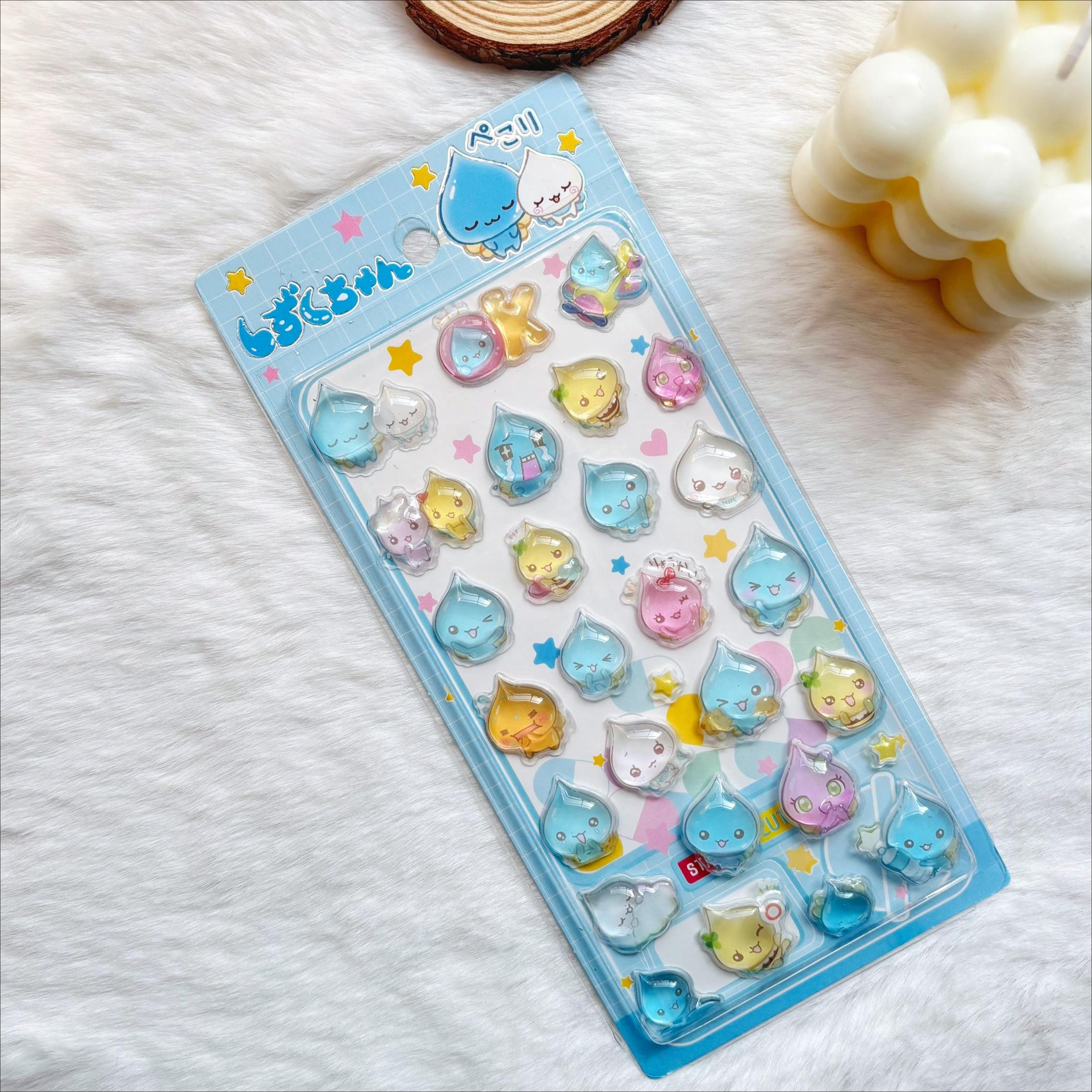 Little Water Drop Sauce Small Three Dimensional Stickers Embossed 3D Animation Stickers Decorative Solid Waterproof Stickers