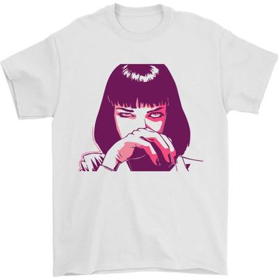 Mia Wallace Sniffando Cocaina Droga Film Maglietta da Uomo 100% Cotone
