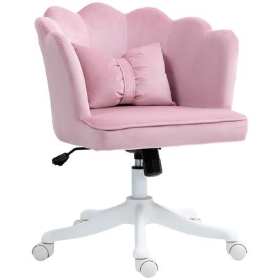 Velvet-Feel Petal Back Office Chair - Pink
