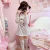 2KWEIRD Shirts for Women Japanese Tshirts Preppy Style Fashion White Tees O-neck Long Sleeve Cartoon T Shirt Casual Korean Y2k Tops