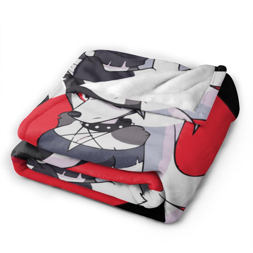 Loona Don't Care Dark Coral Fleece Plush Throw Blankets Helluva Boss Anime Blankets for Sofa Outdoor Ultra-Soft Bedding Throws