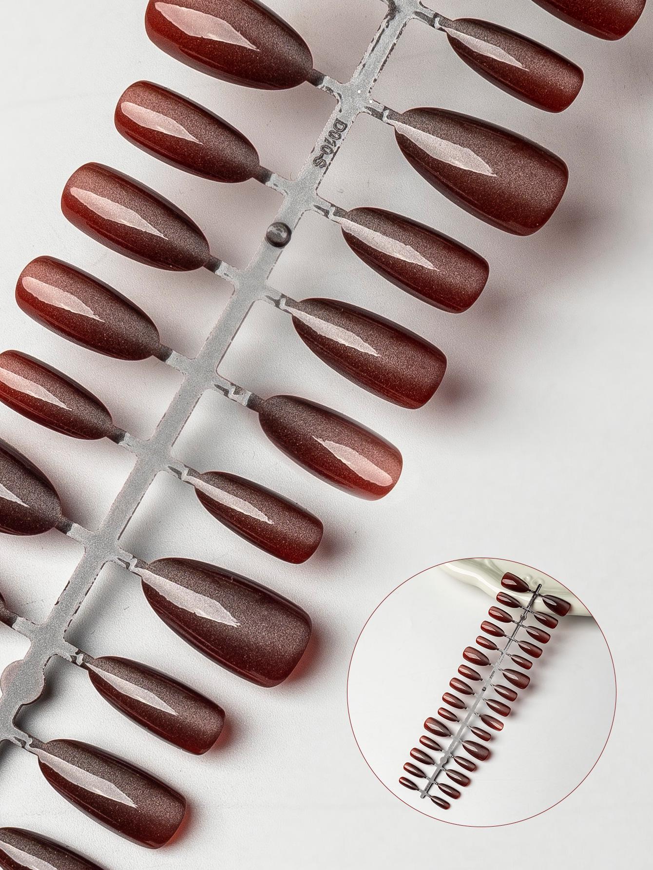 

Almond Cat Eye Removable Nail Patches: Handmade Wearable, Pre-made Fake Nails