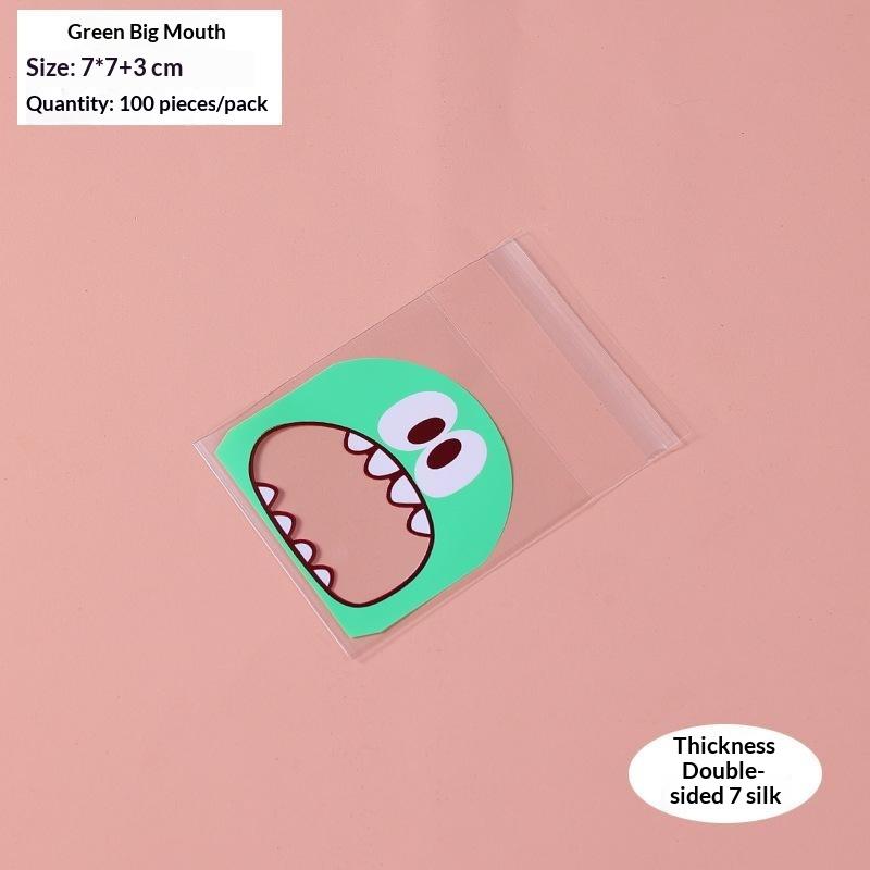 100Pcs Cute Cartoon Monster Cookie Candy Self-Adhesive Plastic Cookie Bags Supplies Christmas Packaging