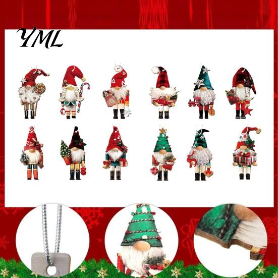 Store Window Christmas Displays 12/24/36Pcs Wooden Nutcracker Gnome Ornament Set for Tree, Retro Hanging Decorations Party Home Decor, Reusable