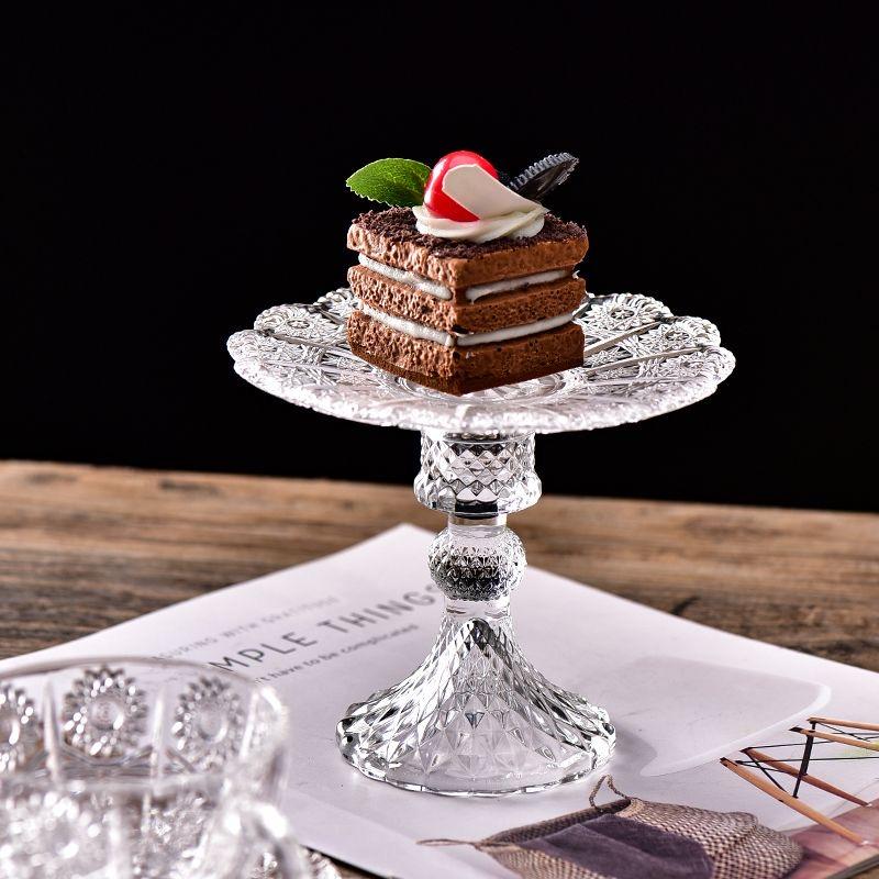 Europeisk Lett Luksus Krystallglass Kakestativ Fruktfat Snacksbrett Dessert Holder for Bryllup Høyfotet Cupcake Utstilling
