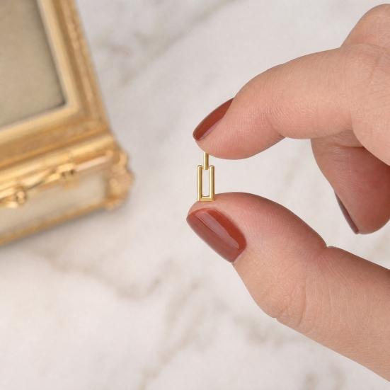 1 Pair Gold Plated Stud Earrings for Women, Minimalist Geometric Earrings, Small Rectangular Earring Jewelry