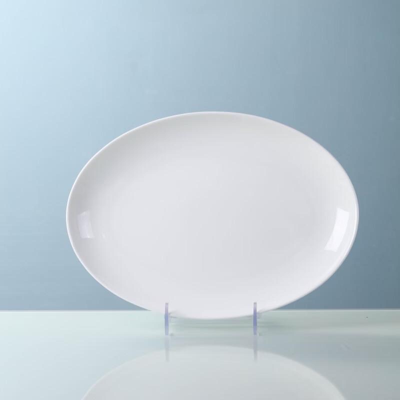 Haoya 12-inch Pure White Oval Ceramic Fish Plate