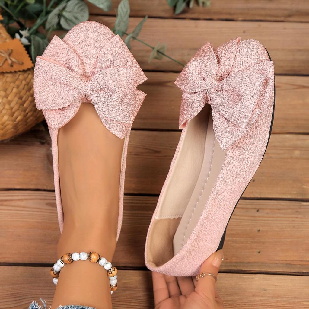 Plus Size Lightweight Women's Driving Shoes - 2026 Spring/Autumn Bow Flats