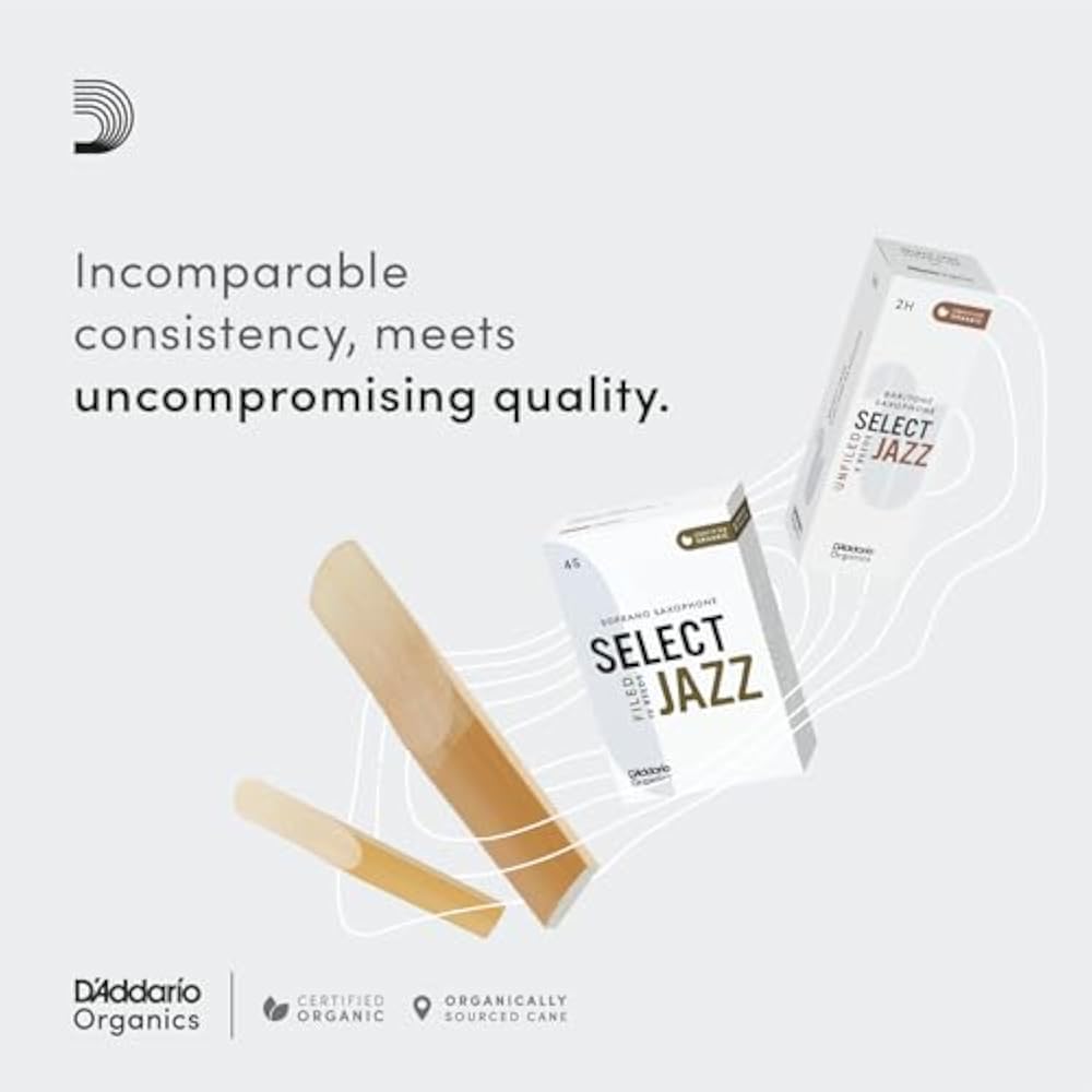 D'Addario WoodWinds D'Addario Reeds for Alto Saxophone, USDA Organic Certified, SELECT JAZZ UNFIL...