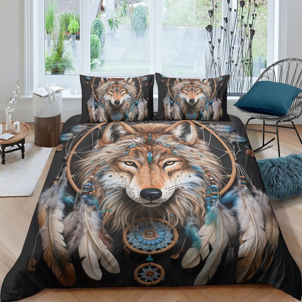 Digital Animal Wolf Cat Dog 3D Printed Bedding Set Cozy Soft Duvet Cover King Queen Twin Size Birthday Gift Bedroom Decoration
