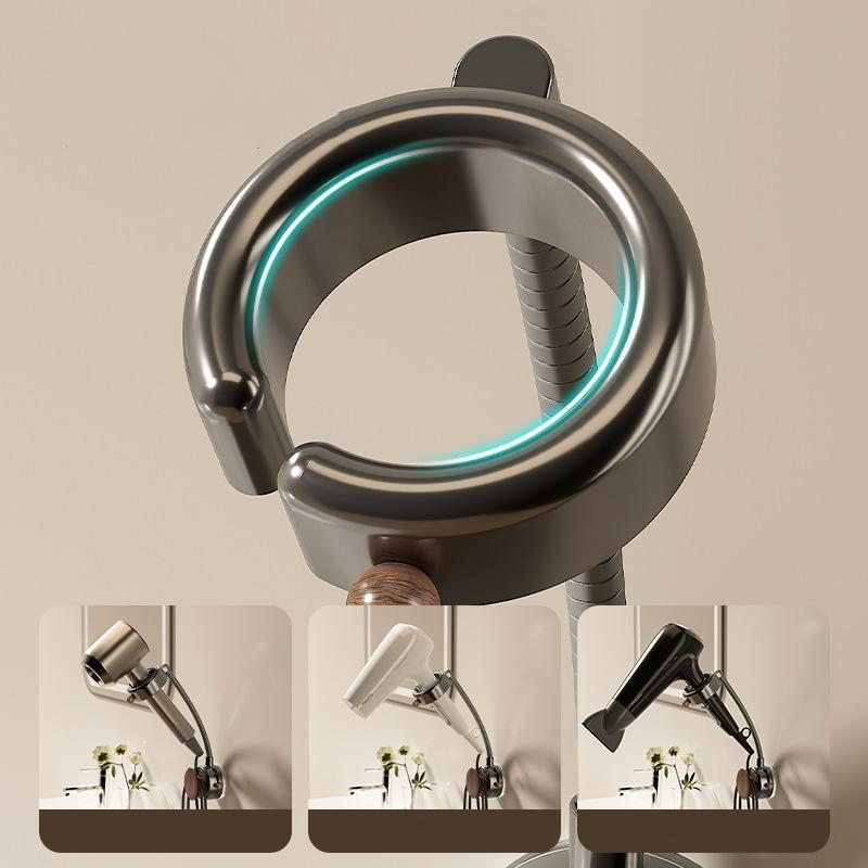 Rotatable Lazy Hair Dryer Holder Bathroom Non-punching Wall-Mounted Wind Duct Storage Rack Adjustable Hair Dryer Storage Rack
