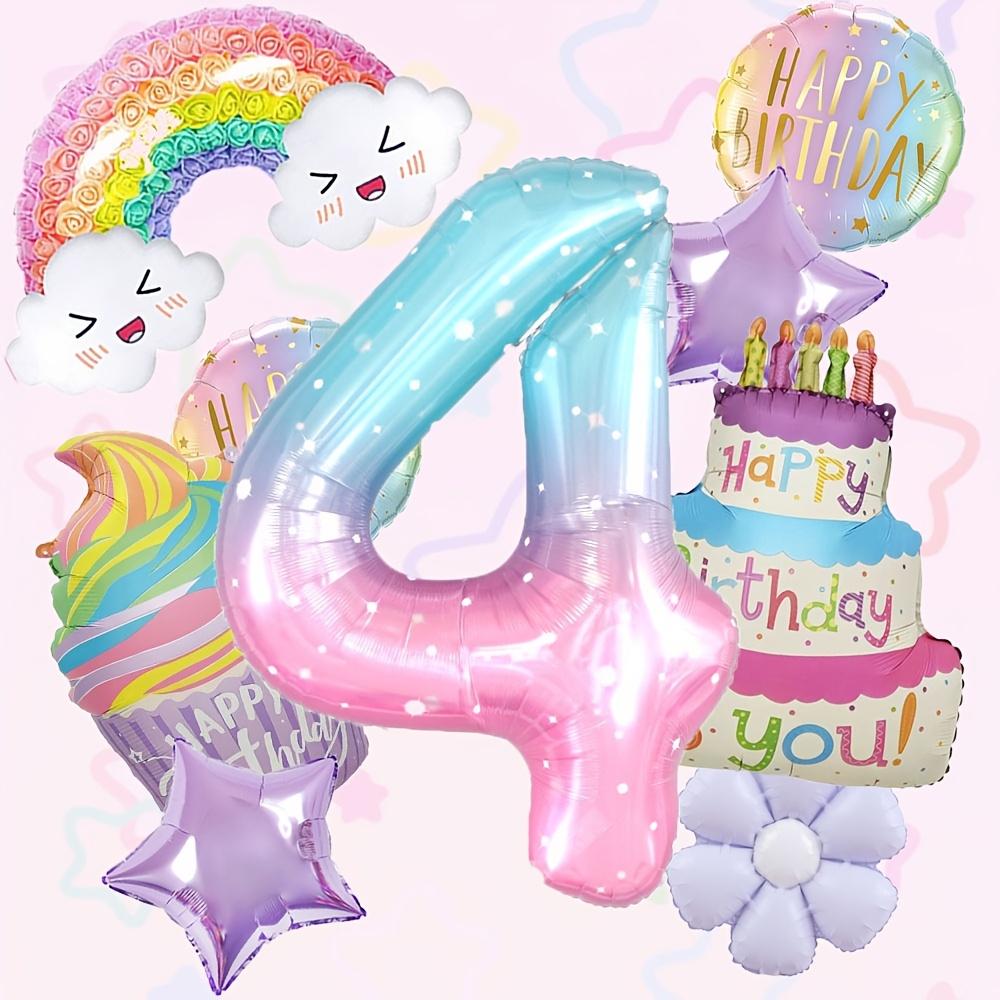 9Pcs Colorful Theme Happy Birthday Cake Rainbow Aluminum Film Balloon 1-9 Birthday Party Decoration Balloon Set Bbay Shower Gift