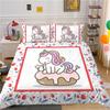 3D Unicorn Digital Printing Quilt Cover, Cartoon Horse Gir Microfibre Bedding Set With Pillowcases 50*75Cm For Kids Boys Girls