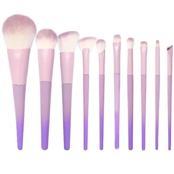 Set Pennelli Make-up Viola Stellato – 10 Pezzi, Include Pennelli per Cipria e Ombretti, Portatile, Disponibile