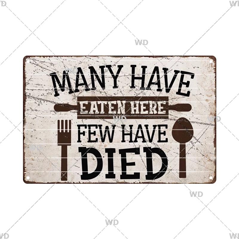 Retro Plåtskylt Köksregler Mat Järnmålning Väggkonst Metall Vintage Plakett Metallaffischer för Hus Hem Matsal Dekor