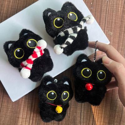 Cute Black Cat Plush Toy Small Doll Pendant 10 Cm Keychain Cartoon Soft Animal Stuffed Doll Pendant Backpack Bag Decoration Gift