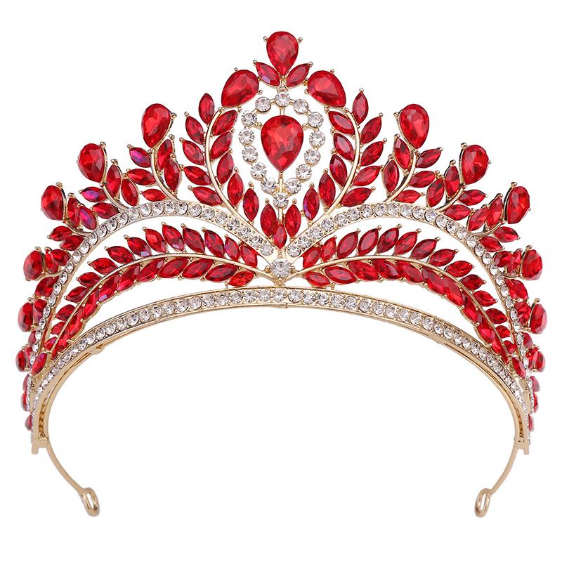 Royal Queen Green Crown Big Diadem Bride Tiara Crowns for Women Bridal Wedding Party Crown Hair Dress Jewelry Accessories