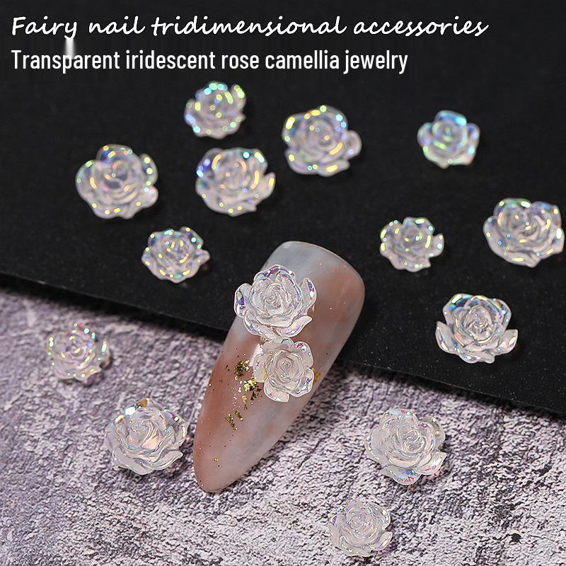 

Camellia Bow Nail Art 3D Transparent Aurora Decorations