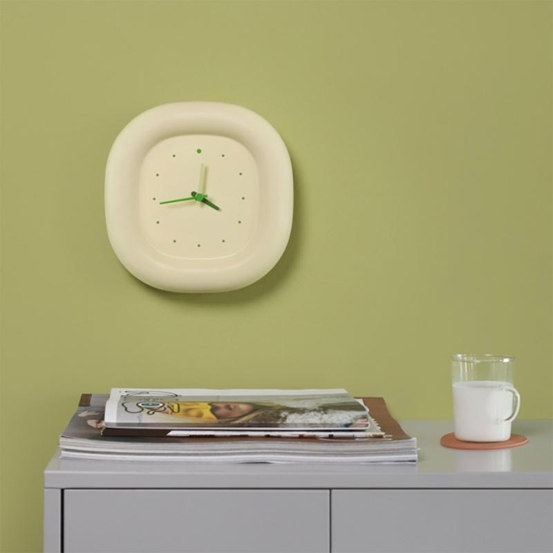Noiseless Bubble Shape Desk Clock ABS Creamy Yellow Modern Wall Clock Battery Operated Home Office Desktop Decoration