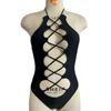2023 Black Strappy Cutout Sexy One-Piece Swimsuit - Women's Anti-Exposure Swimwear