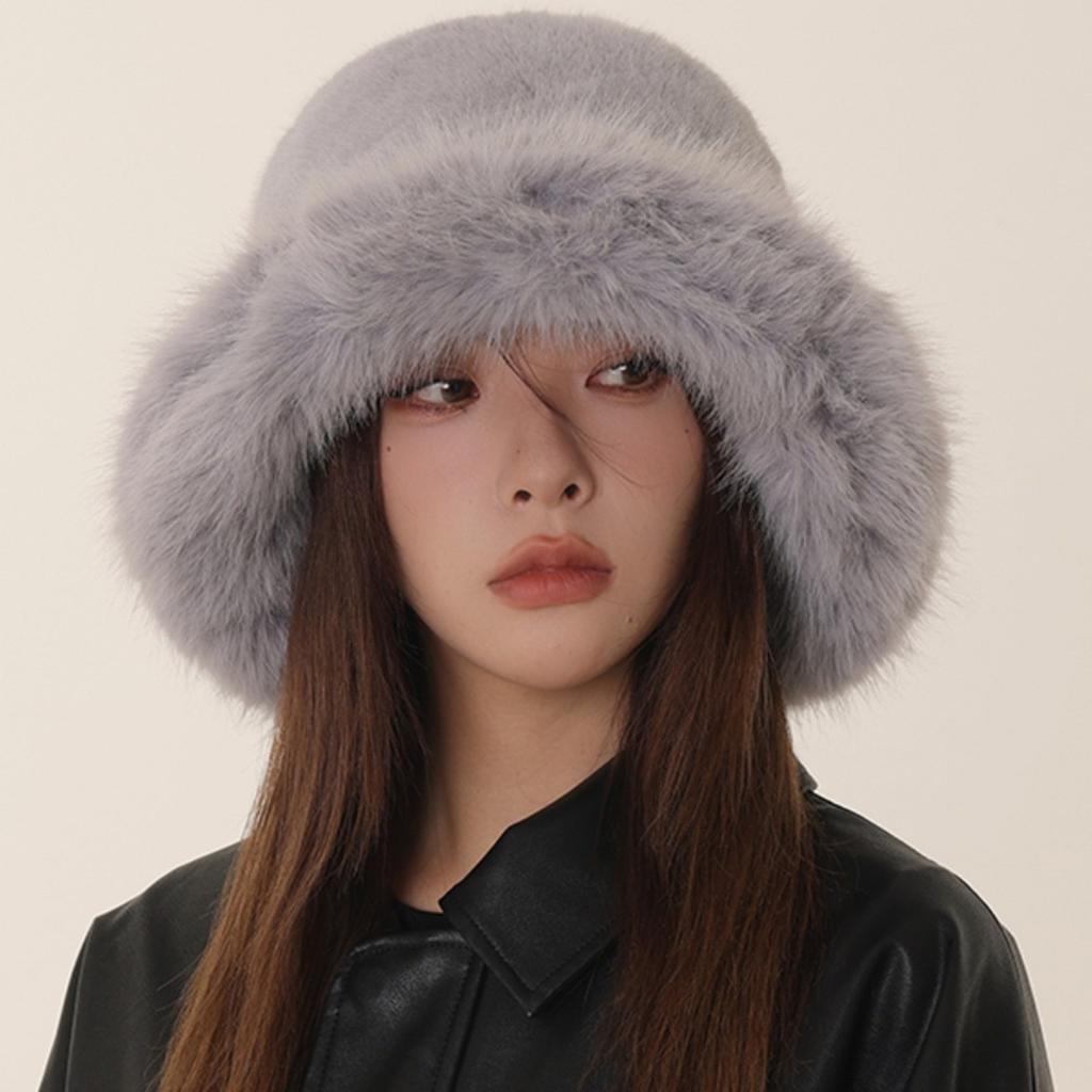 Autumn and winter plush warm ear protection imitation fur mink basin hat children