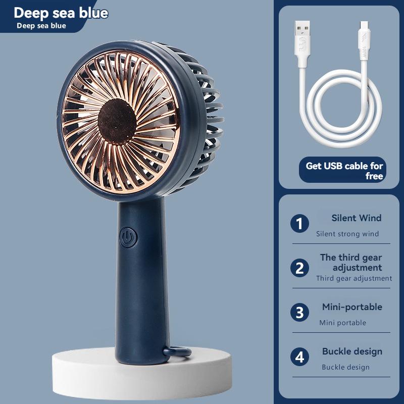 

2024 Новий маленький портативний портативний маленький вентилятор з портом USB, маленький зовнішній міні-вентилятор, що перезаряджається, студентський гуртожиток, ручний вентилятор синій