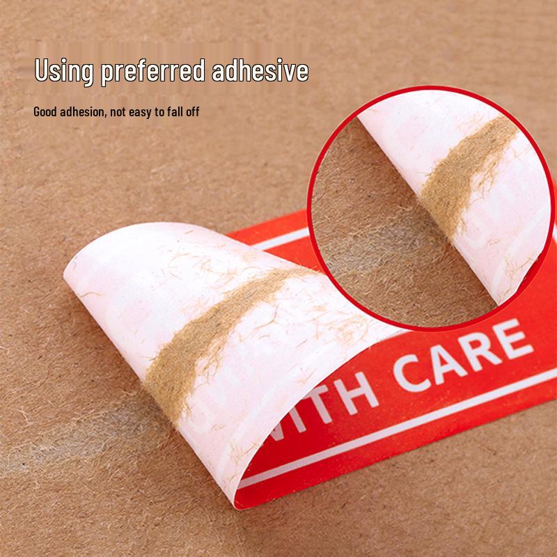 Easy Tear Fragile Label Stickers - English & Chinese Warning on Coated Paper, Anti-Tear Design