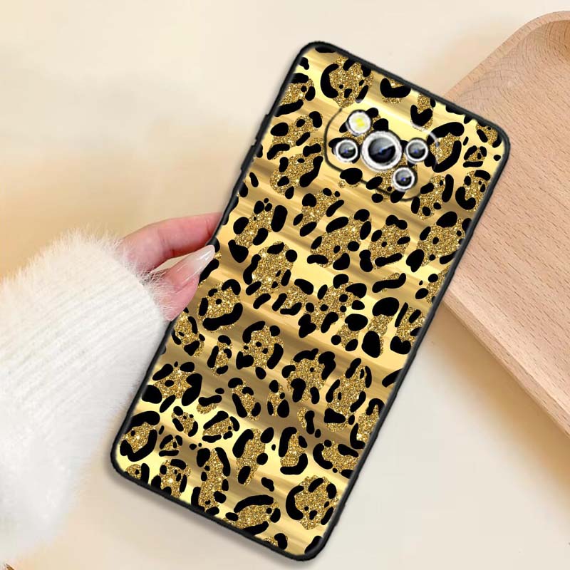 Luxurious leopard print pattern Phone Case For Xiaomi Mi Poco F3 F4 F5 F6 X3 X4 X5 X6 X7 M3 M4 M5 M6 M7 GT Pro 5G Black