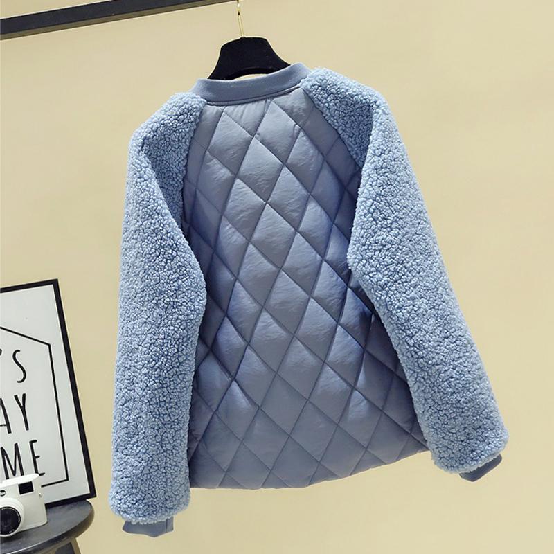 Coat Women's Short Loose Lambswool Down Stand Collar Fashion Jacket