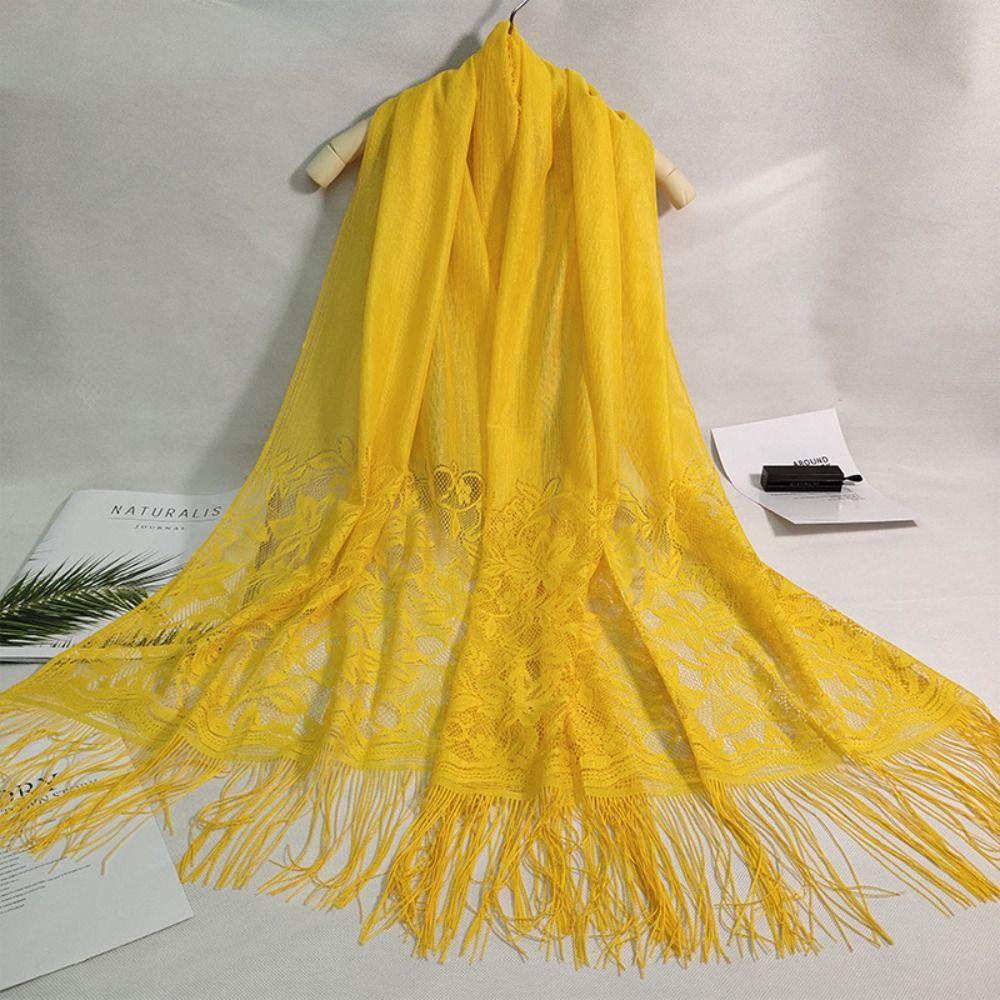 Breathable Silk Scarf Anti-UV Pashmina Summer Tassel Shawls  Women