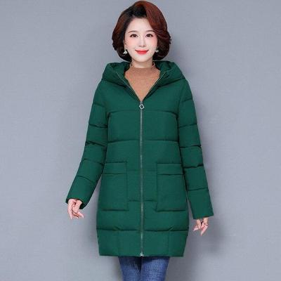 Women Autumn Winter Midi Hooded Big Pocket Windproof Coat Puffer Jacket Cotton Padded Parkas Warm Outwear