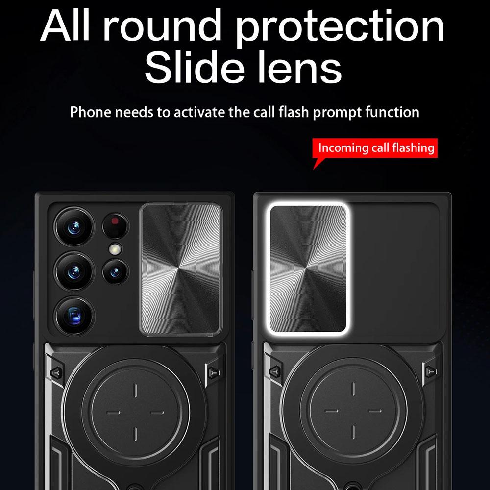 Slide Camera Protection Armor Cases For Samsung Galaxy S24 S23 S22 Ultra S21 Plus S20 FE Magnetic 360 Rotate Holder Ring Cover