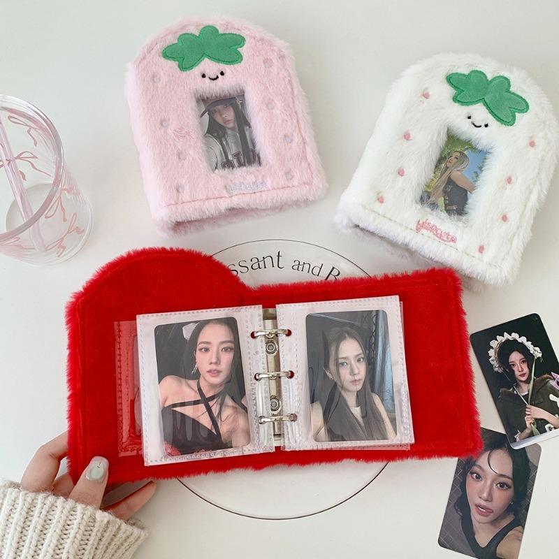 Cartoon Strawberry Photo Album for 3 Inch Kpop Anime Card Plush Kawaii Card Binder Photocard Sleeves Girls Collection Book 2026