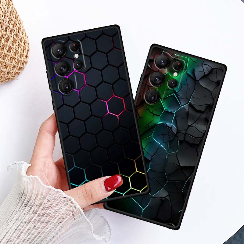 Creative metal style pattern Phone Case For Samsung Galaxy S26 S25 S24 S23 S22 S21 S20 Ultra Plus FE 5G Black Soft TPU
