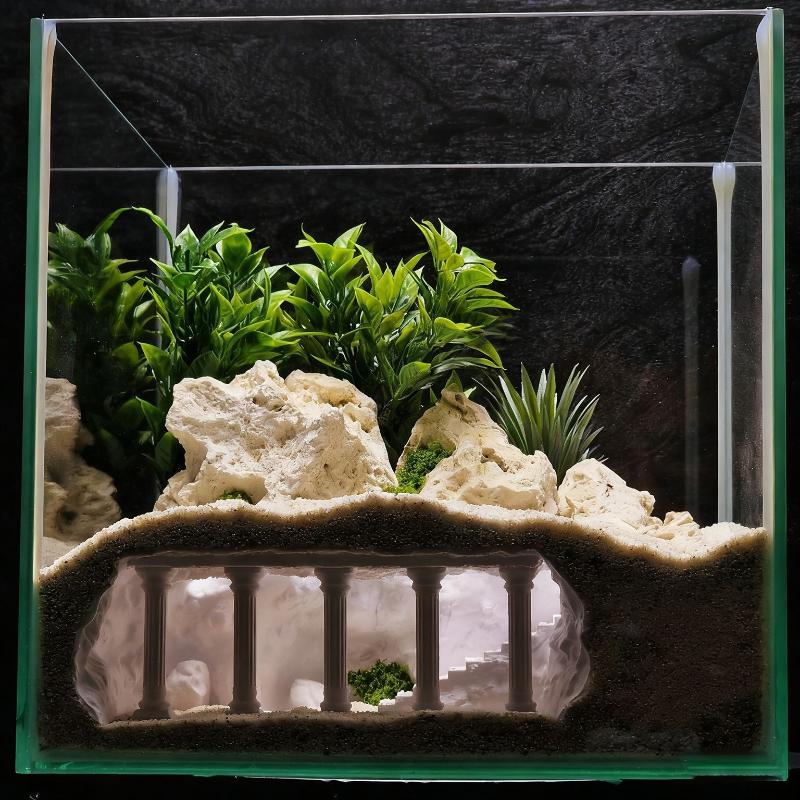 Fish Tank Underground Cave For Fish Shrimp Reptile Shelter Hiding Houses 3D Printing Tunnel Cave Landscaping Aqaurium Decoration