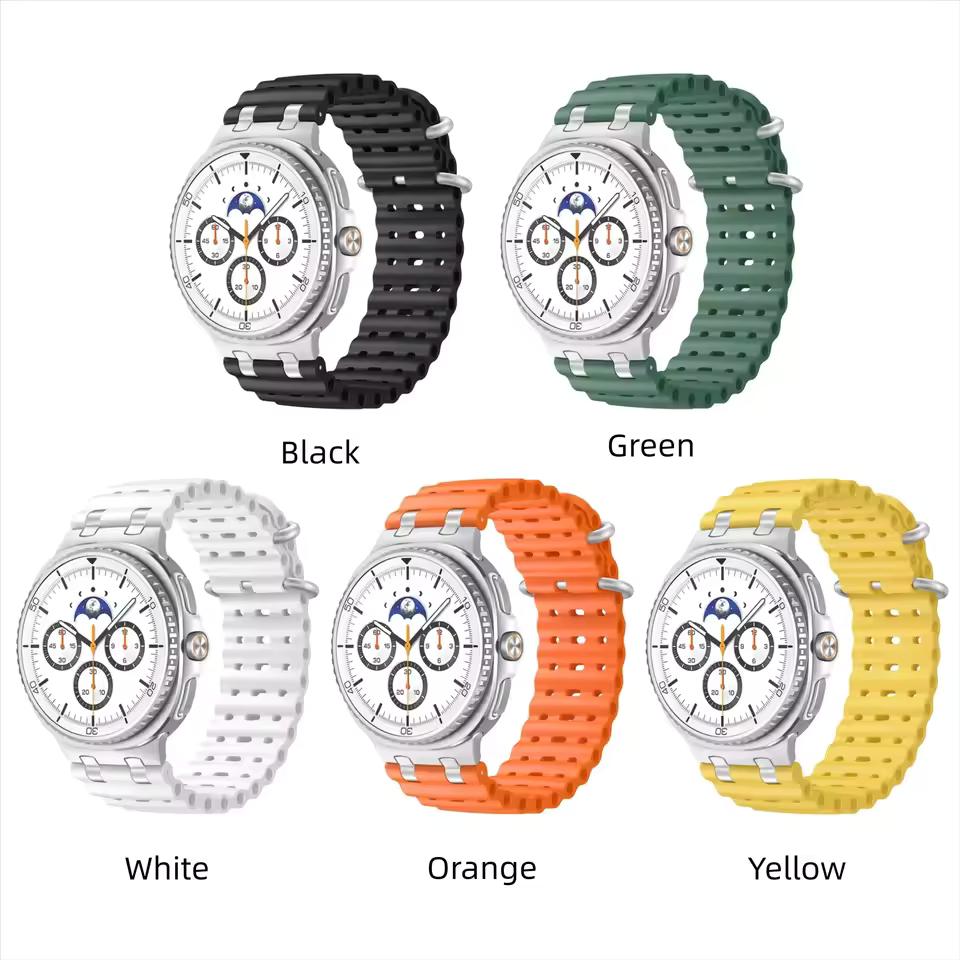 Ocean Band for Samsung Galaxy Watch 8 Strap 40mm 44mm Sport Silicone Bracelet for Galaxy Watch 8 Classic 46mm Metal Connector