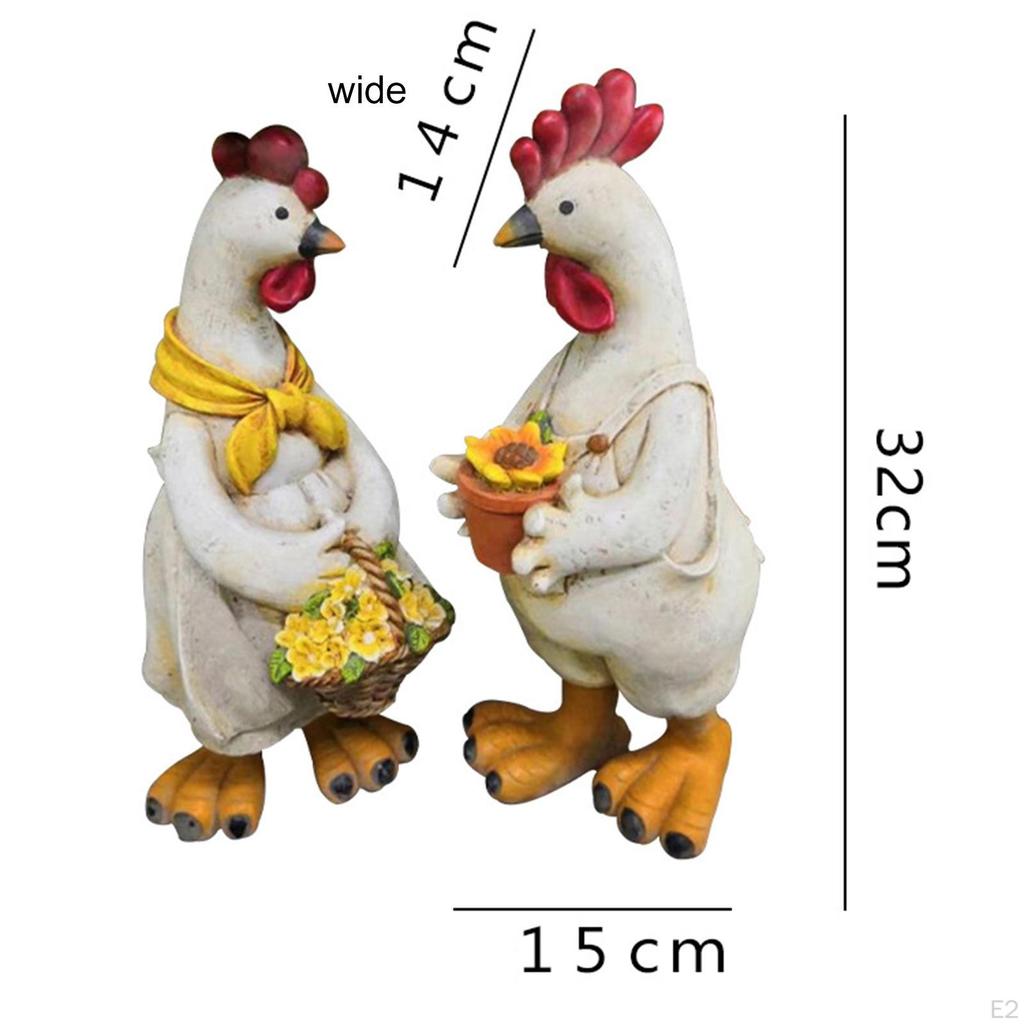 1 Par de Patinhos e Pintinhos de Resina Fofos Estátuas de Animais Modelos Artesanato de Arte para Jardim para Gramado