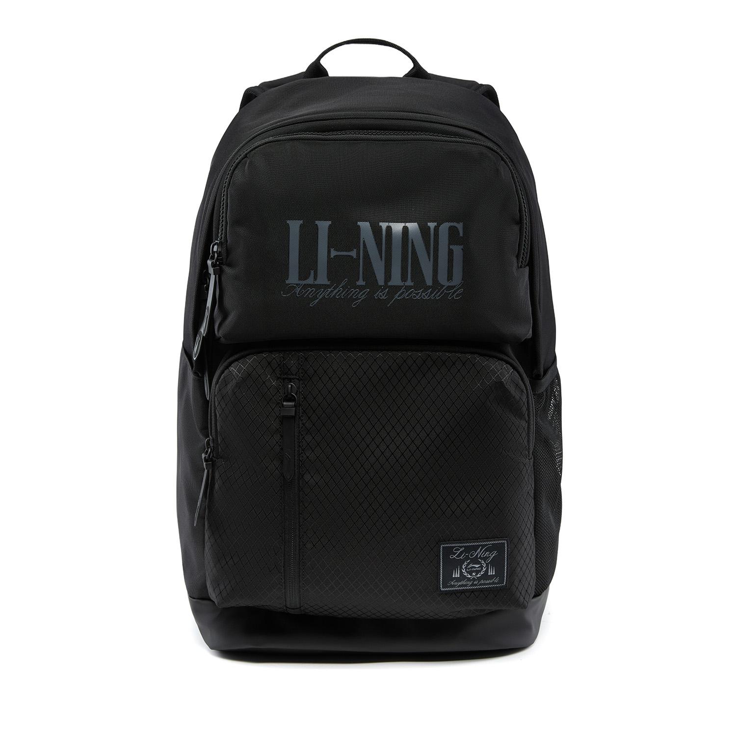 Li Ning Sports Life Collection Polyester Backpack Regular Unisex Black ABSW129-1 One Size