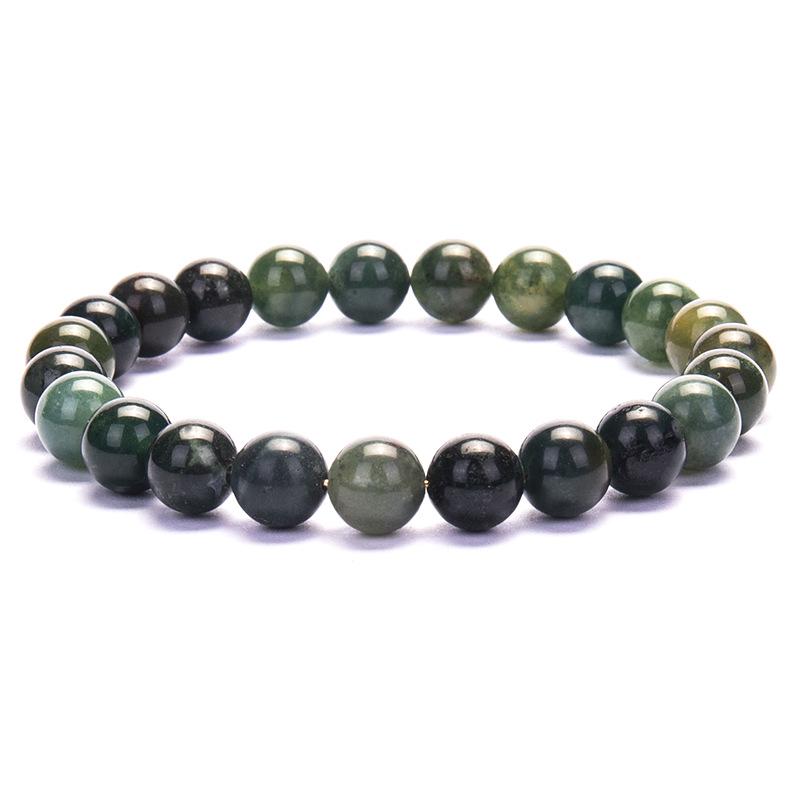 New European & American Style Cross Bracelet, 8MM Natural Stone Beaded Fashion Accessory