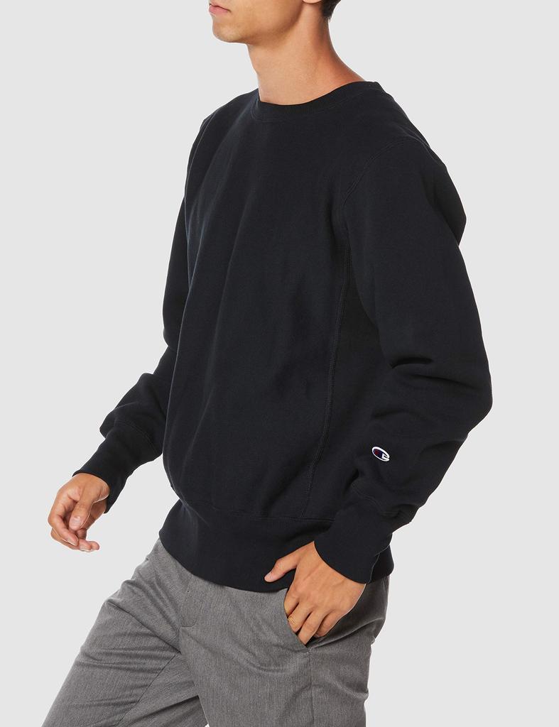 Champion Long Sleeve Reverse Weave Crew Neck Size M Men's Fleece-Lined Sweatshirt, 11.5oz, Black, (C3-W004)