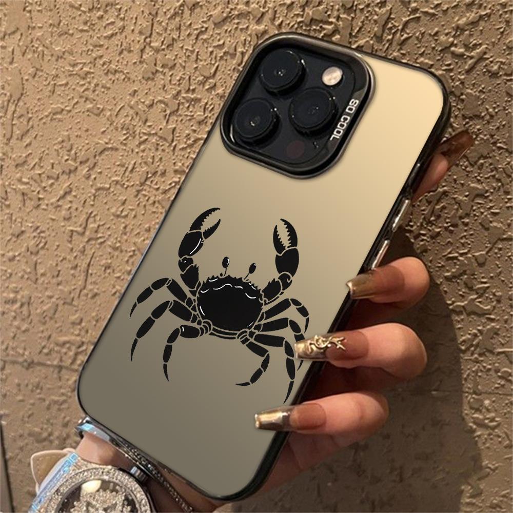 Black Crab Silhouette Art Phone Case for Iphone 16 15 14 13 12 11 Pro Max Mini Shockproof Anti-Scratch Protective Hard Cover