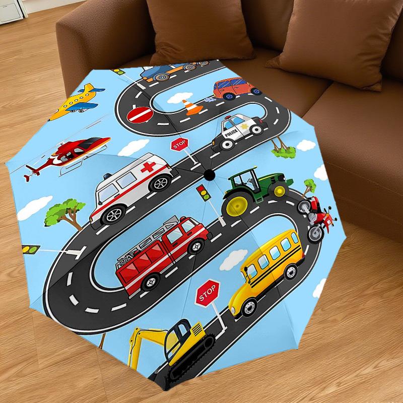 1PC Transportation Vehicle Umbrella-8-Rib Reinforced, Automatic Open, Lightweight & Durable, Cute Fashion Accessory for Outdoor-T318