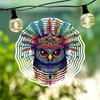 1pc 3D Metal Owl Wind Spinner Mandala Design Outdoor Garden Decor Hanging Ornament No Battery Needed for Patio Yard Home