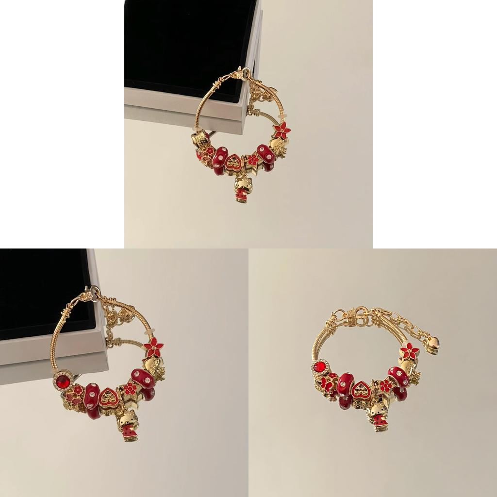 Hello Kitty Beaded Jewelry Necklace With Charm For Gift And Casual Wear