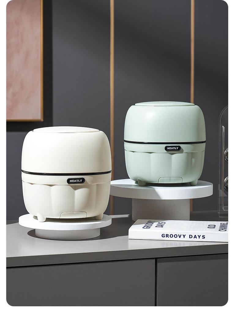 Press-Type Desktop Trash Can with Lid for Office, Living Room, Study, Coffee Table - Creative Storage Solution