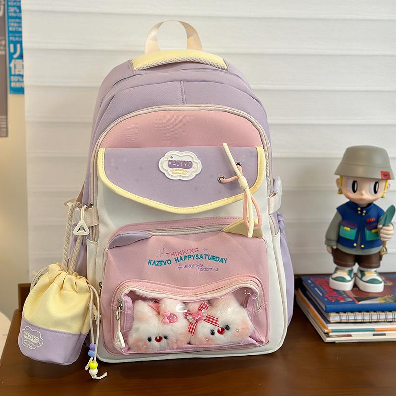 Schoolbag Wholesale Cute Cat Junior High School Student Large Capacity Schoolbag High Value Student Backpack College Girl Pain Bag Baby Bag