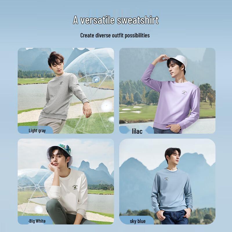 Qipai Men's 5A Antibacterial 2A Anti-mite Round Neck Sweatshirt