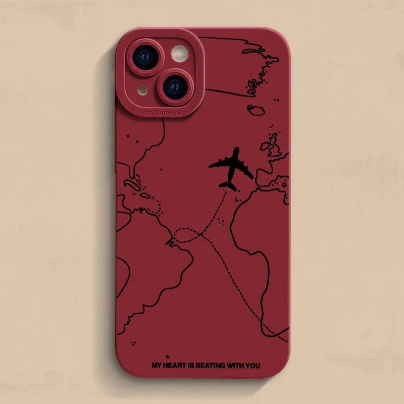 Travel-nspired Airplane Route Desian Phone Case For iPhone 16 15 14 13 12 11 Pro Max Mini 7 8 Plus X XR XS Soft Silicone Cover