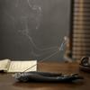 Black Pottery Lotus Leaf & Flower Ceramic Incense Holder - Creative Ruyi Buddha Design for Home Decor