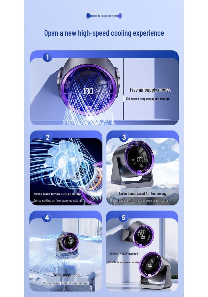 Portable Dormitory Clip Fan - Compact Digital Display for Desktop Circulation